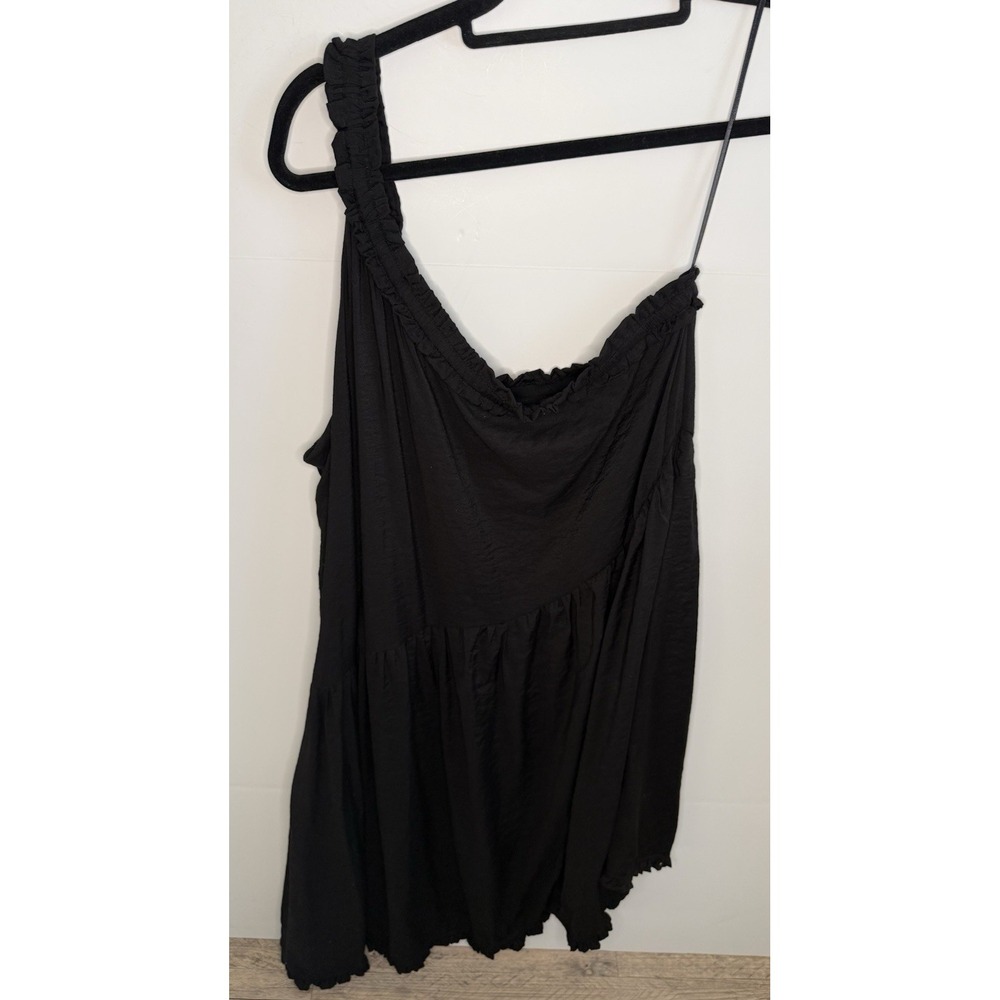 Anthropologie Little Black Dress‎ One Strap Asymmetrical Hem Ruffle Women's M
